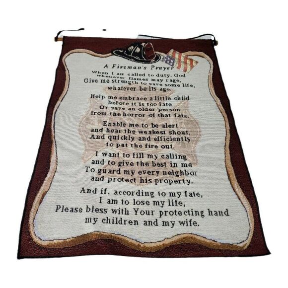Fireman's Prayer Firefighter Tapestry Wall Hanging New 17"x25" Gift Poem Saying - Picture 1 of 3